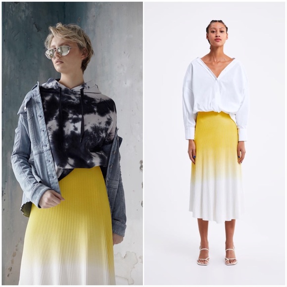 Ombré Knit A line Ribbed Skirt - Picture 3 of 7